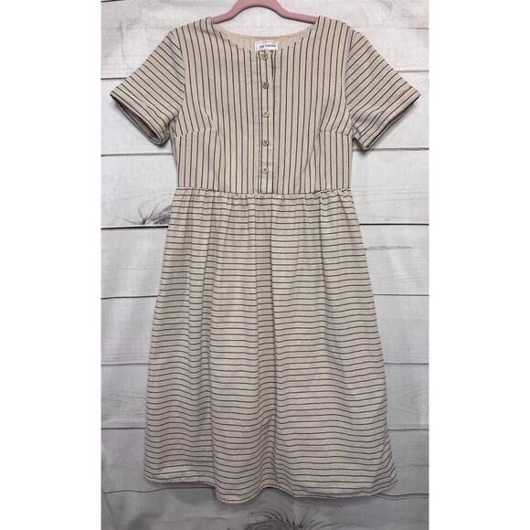 Ces Femme Dress Cream Stripes Size Small - Picture 1 of 5